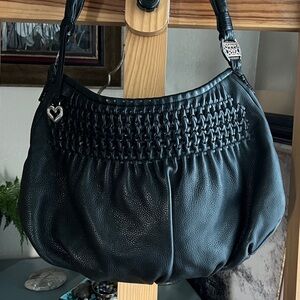 Brighton Black Woven Leather Hobo Bag